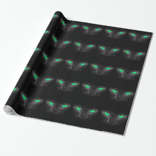 Black Cat Face Green Eyes Halloween Gift Paper
