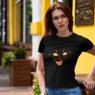 Black Cat Face Halloween T-Shirt