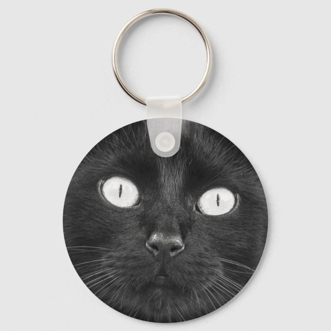 Black Cat Face Key Ring (Front)