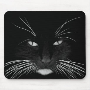 Black Cat Face Mouse Pad