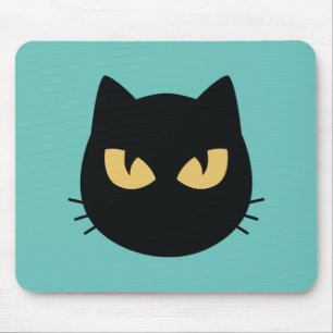 Black Cat face Mouse Pad