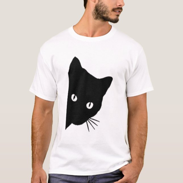 Black Cat face peeping, Peek a Boo, Funny Cat Love T-Shirt (Front)