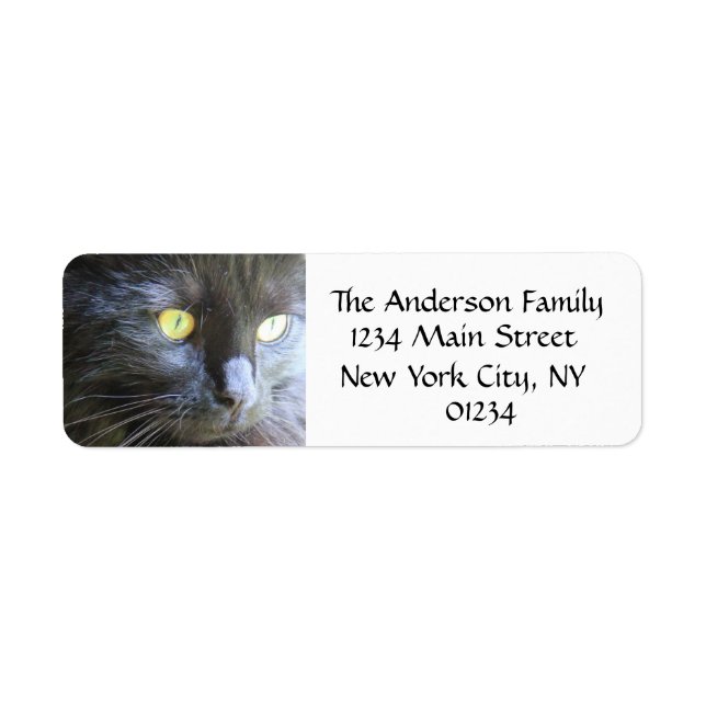 Black Cat Face, Return Address Labels (Front)