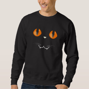 Black Cat Face Vampire Halloween Costume Sweatshirt