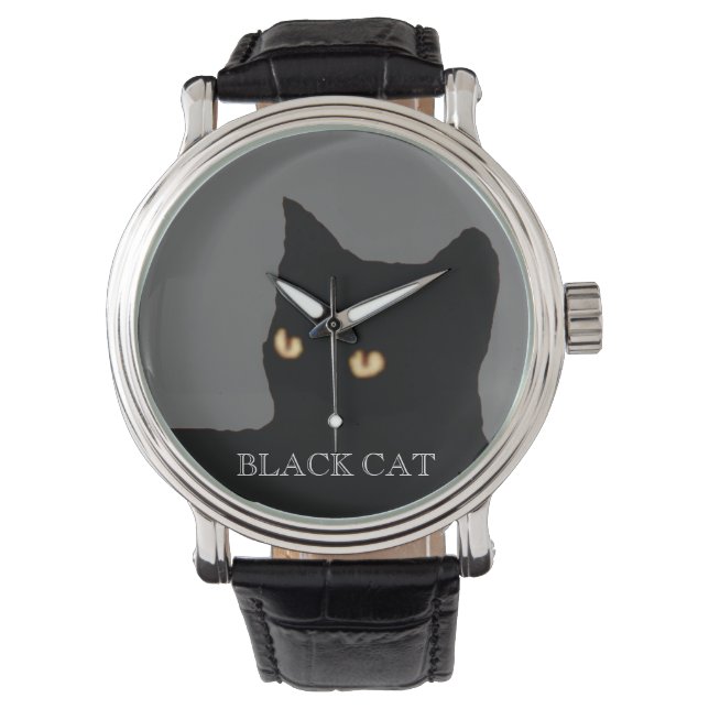 black cat face watch (Front)