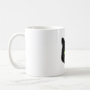 Black Cat Face With Green Eyes Trendy Animal Coffee Mug