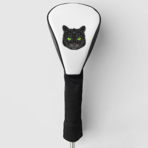Black Cat Face With Green Eyes Trendy Animal Golf Head Cover