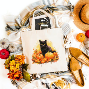 Black Cat Fall Tote Bag
