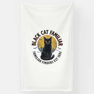 Black Cat Familiar Vintage Halloween Rescue Design Banner