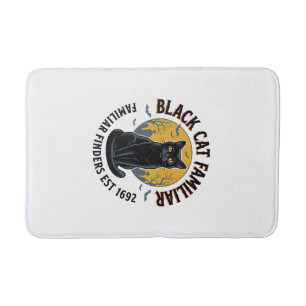 Black Cat Familiar Vintage Halloween Rescue Design Bath Mat