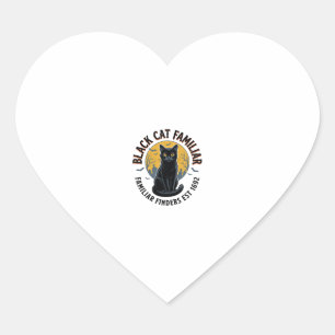 Black Cat Familiar Vintage Halloween Rescue Design Heart Sticker