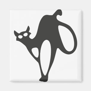 Black Cat Feline Animal Mammal Halloween Abstract. Magnet
