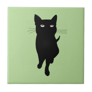 Black cat feline gothic kitty ceramic tile