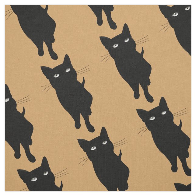 Black cat feline gothic kitty fabric (Swatch)