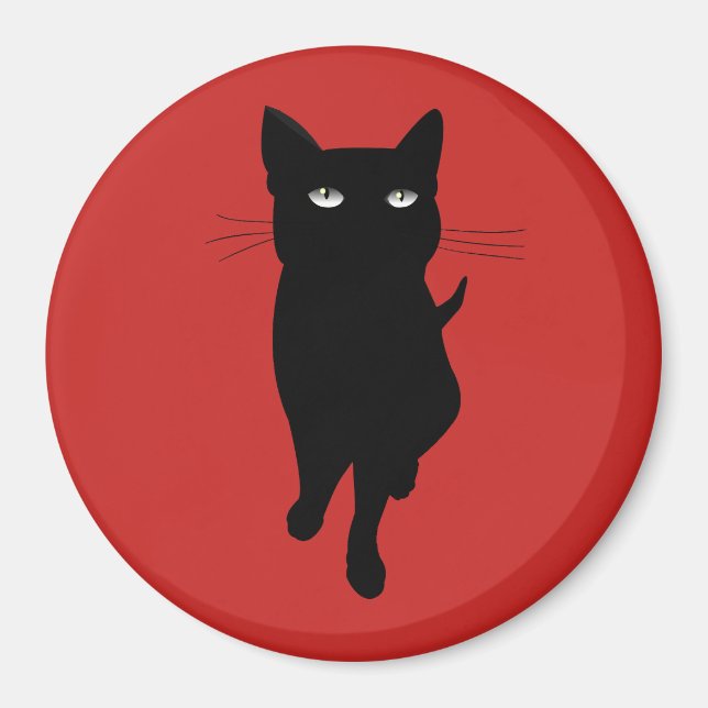 Black cat feline gothic kitty magnet (Front)