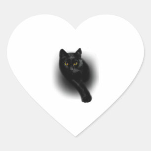 Black Cat Filing Nails Heart Sticker