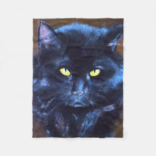 Black Cat Fleece Blankets