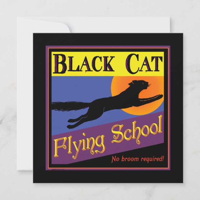 Black Cat Flying School Custom Invitations (Front)