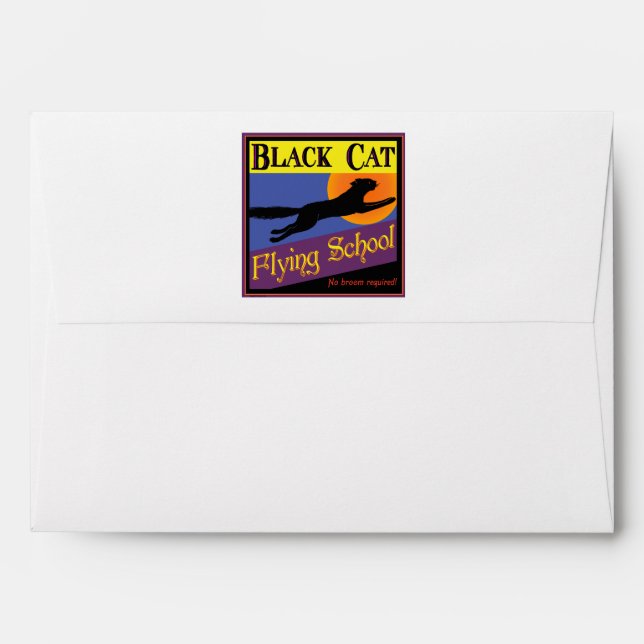 Black Cat Flying School Halloween Envelope (Back (Top Flap))