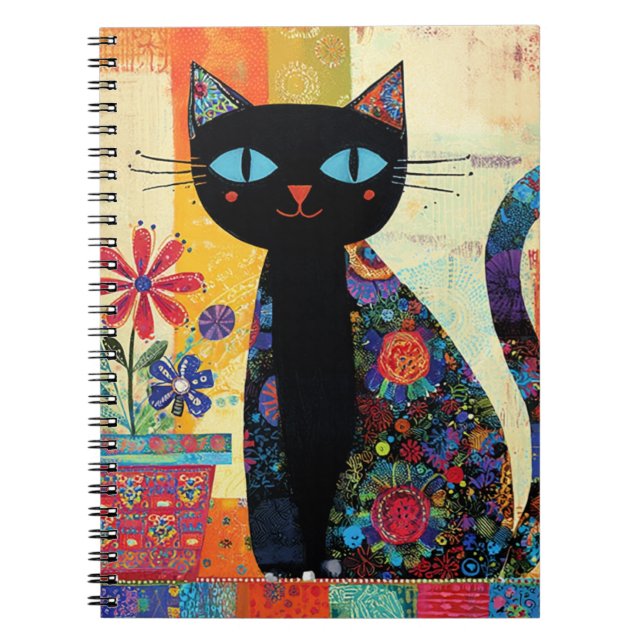 Black Cat Folk Art Notebook (Front)