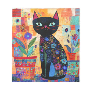 Black Cat Folk Art Notepad