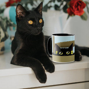 Black Cat Food Funny Hungry Kitty Humour Mug
