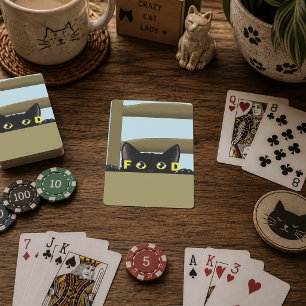 Black Cat Food Funny Hungry Kitty Humour Playing Cards