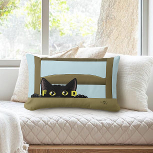 Black Cat Food Funny Lumbar Cushion
