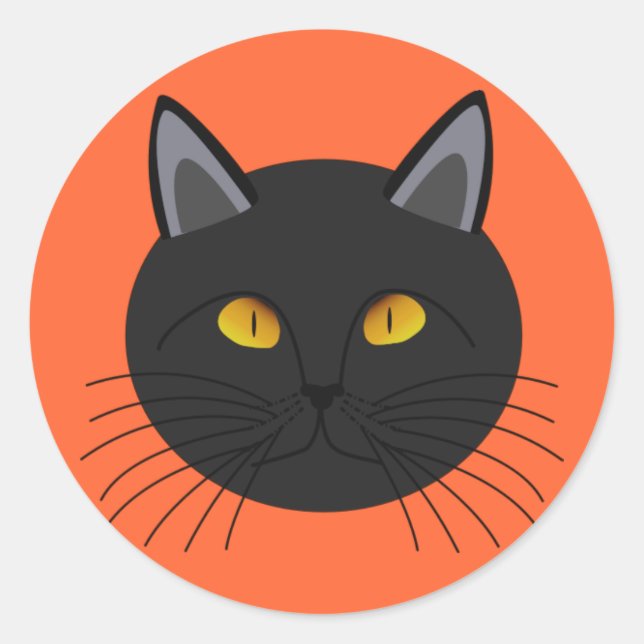 Black Cat for Halloween Classic Round Sticker (Front)