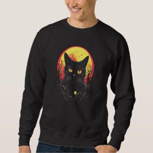 Black Cat Forest Moon Mystical Cat Sweatshirt