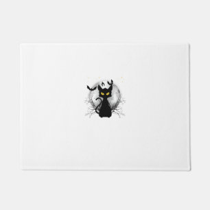 Black Cat Full Moon Bats & Starry Night Halloween Doormat