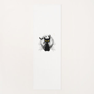 Black Cat Full Moon Bats & Starry Night Halloween Yoga Mat