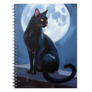 Black Cat   Full Moon Pet Painting Notebook