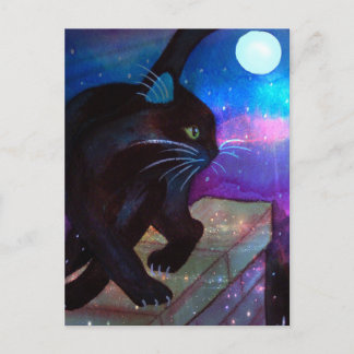 Black Cat Full Moon Postcard