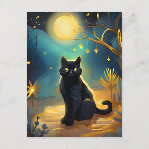 Black Cat Full Moon Postcard