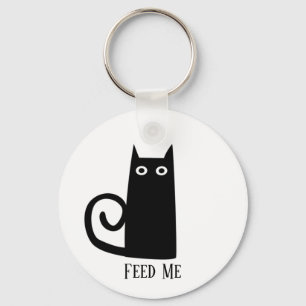 Black Cat Funny Feed Me Key Ring