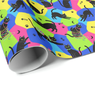 Black Cat Funny Modern Wrapping Paper