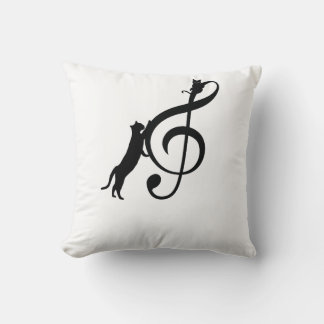Black Cat Funny Music Note Cushion
