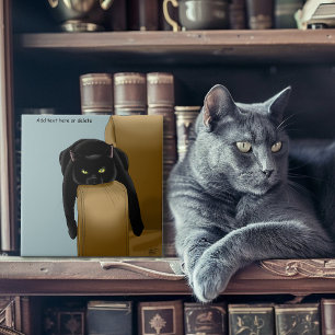 Black Cat Funny Sassy Blue Ceramic Tile