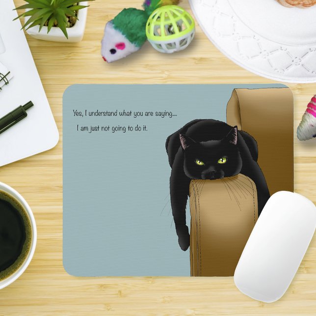 Black Cat Funny Sassy Blue Mouse Pad (Creator Uploaded)