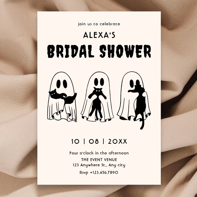 black Cat ghost funny bridal shower Invitation (Creator Uploaded)