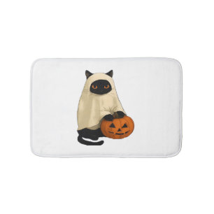 Black Cat Ghost with Pumpkin Essential T-Shirt Bath Mat