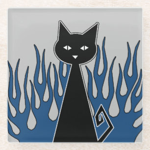 Black Cat Glass Coaster