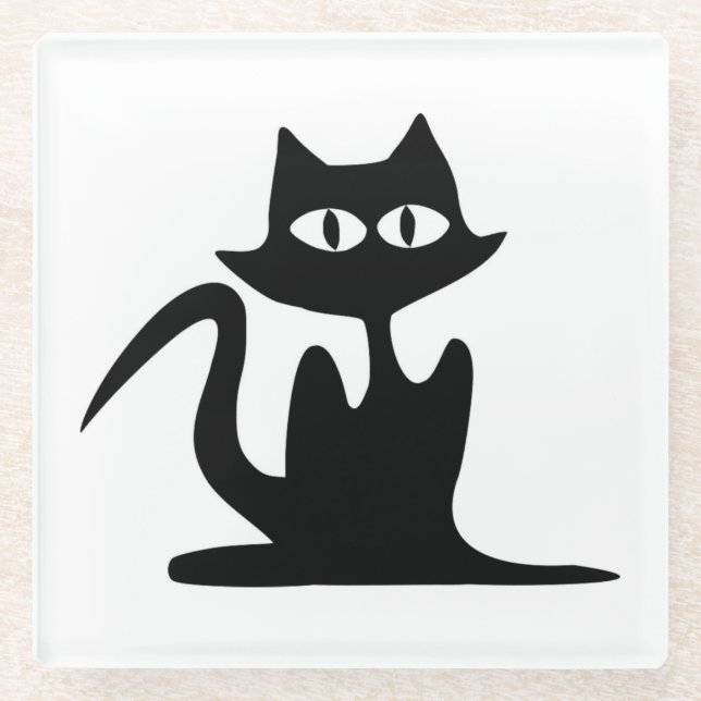 BLACK CAT GLASS COASTER (Front)