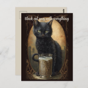 Black Cat Goes With Everything Personalised Postcard