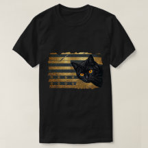Black Cat Gold Foil Stripe Paw Print Art