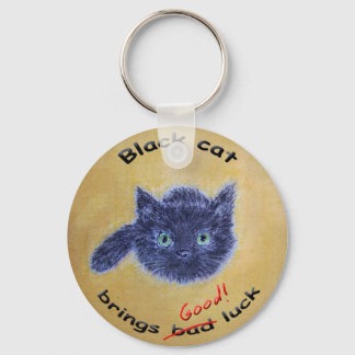 Black cat good luck key ring