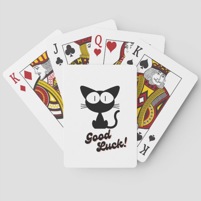 Black cat & "Good luck" Playing Cards (Back)