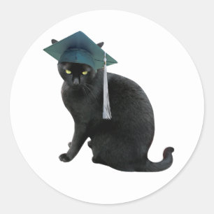 Black Cat Graduation Sticker