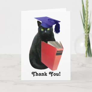 Black Cat Graduation Thank You Card